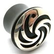 Horn Flesh Plug with silver crest-of-wave