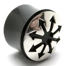 Flesh Plug with silver Kaos figure
