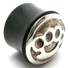 Flesh Plug with silver American Fist figure