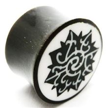 Horn Flesh Plug with inlaid Borneo Flower