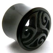 Horn Flesh Plug with Floating Triskelion figure