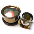 Gold flared ear tunnel with rubber band
