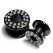 Black ear thread tunnel steel with jewelry