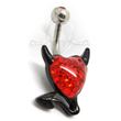 Devil Heart Red Belly Ring