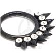 Segmented spiked hoop with jewels - BLACK