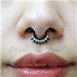 Segmented spiked hoop with jewels - BLACK