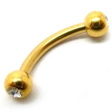 Micro Curved Barbell with jewel in gold anodized