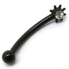 BioPlast Micro Curved Barbell with jewelled ball