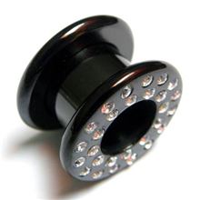 Black ear thread tunnel steel with jewelry