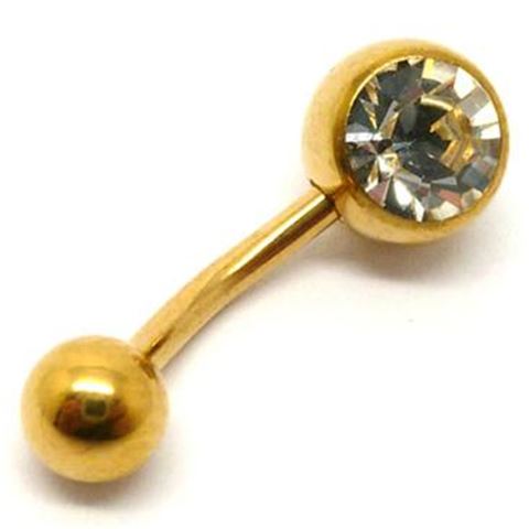Jewelled Belly Bar gold plated