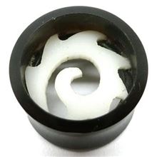 Horn Flesh Plug with Floating Trival-Spiral made from white horn