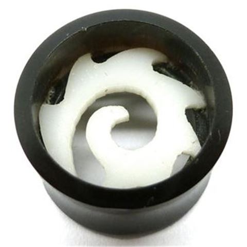 Horn Flesh Plug with Floating Trival-Spiral made from white horn