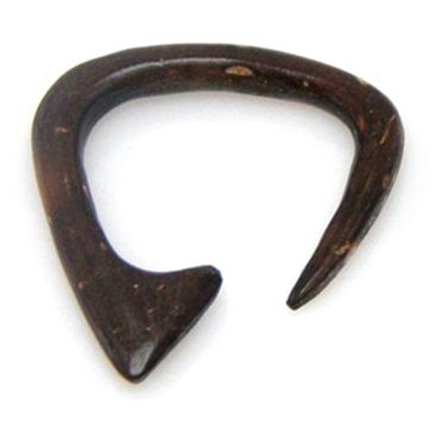 Ear Hook with shape of angled-trunk, made from coconut wood.