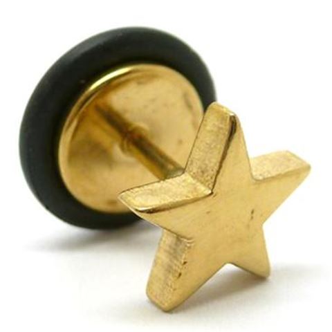 Fake Plug in Golden surgical steel with Star figure.
