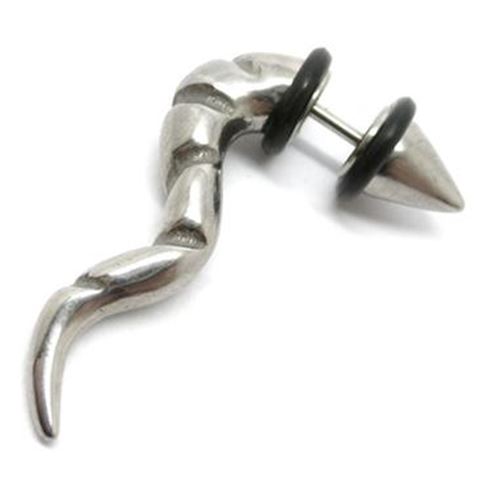 Snake-tail with cone. Fake Ear Hook in Surgical Steel