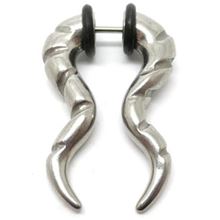 Double Snake-tail. Fake Ear Hook in Surgical Steel