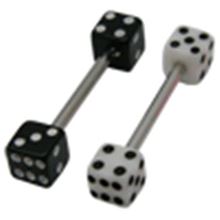 Surgical Steel Barbell with dice made of polyester