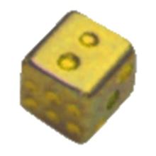 Dice of Surgical Steel anodized in Gold