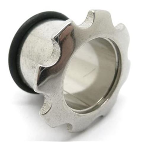 Gear Flesh Tunnel with O-ring, made in Surgical Steel