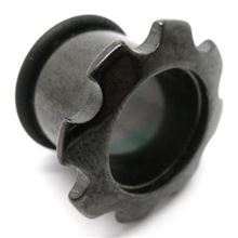 Gear Flesh Tunnel with O-ring, made in Black Steel